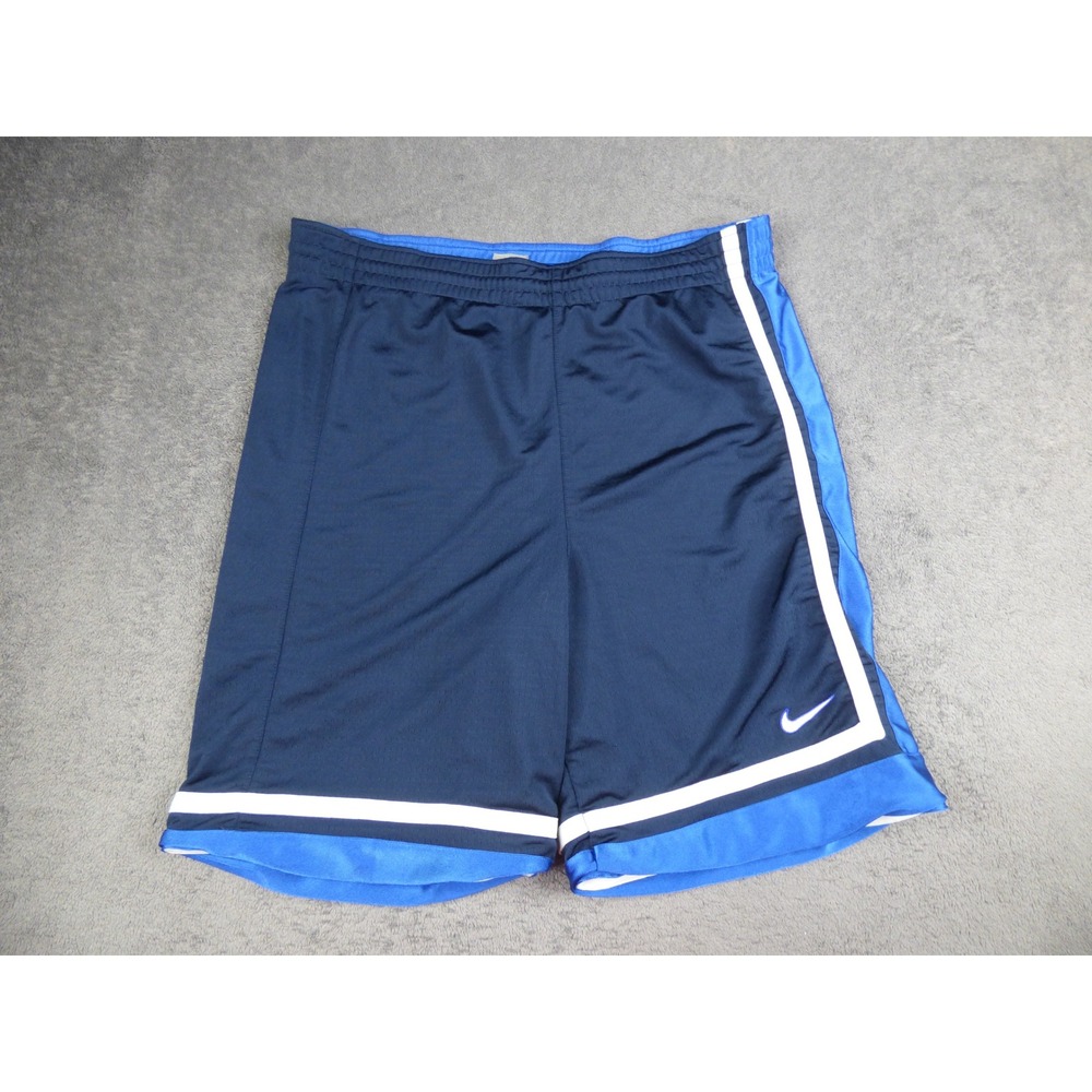 Nike Basketball Shorts Mens Navy Blue White Striped Athletic Mesh Lined XL